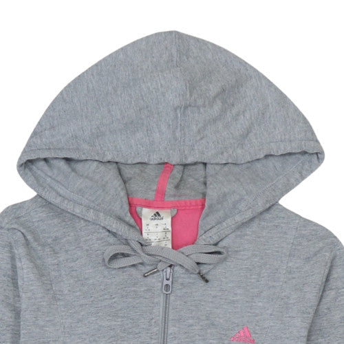 Additional view of Adidas Women’s Grey & Pink Full Zip Hoodie, size S, 8-10 Hooded Sweatshirt