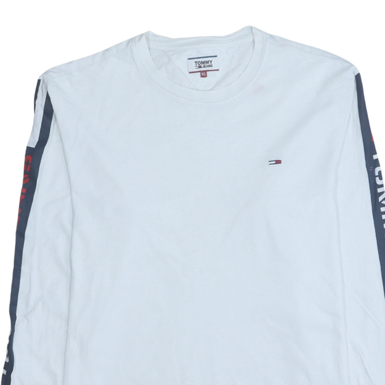 Tommy Jeans Men's White XL Long Sleeve Logo Crew Neck Top