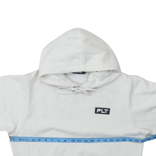 PrettyLittleThing Womens White Hoodie Small Pullover Cotton Blend