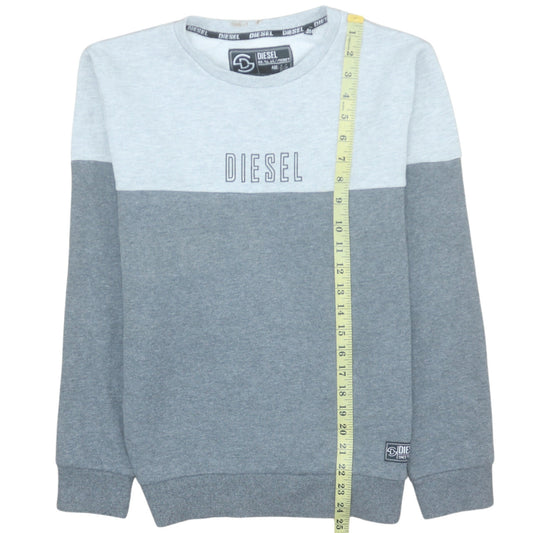 Diesel Teens Grey Pullover Sweatshirt Logo Crew Neck Size 14 Slim