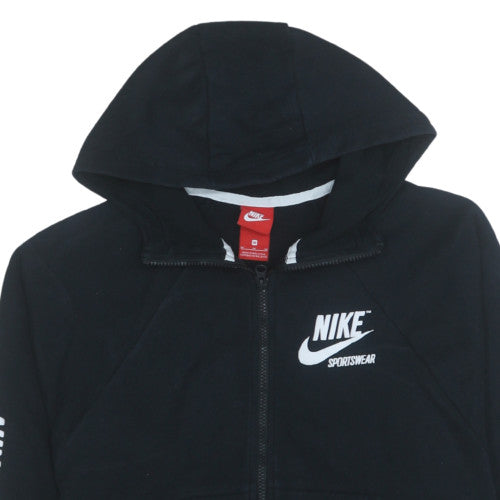Nike Womens Black Full Zip Hoodie Medium Sportswear Logo Sweatshirt