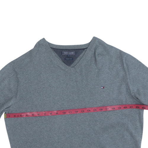 Tommy Hilfiger Men's Grey 2XL V-Neck Cotton Jumper