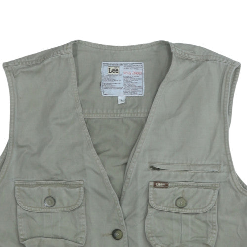 Lee Men's Beige Cotton Utility Waistcoat L Outdoor Workwear