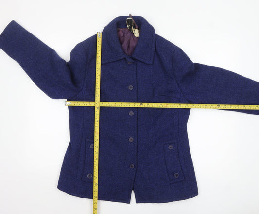 Jaeger Women's Blue Wool Mid-Length Overcoat Size 16