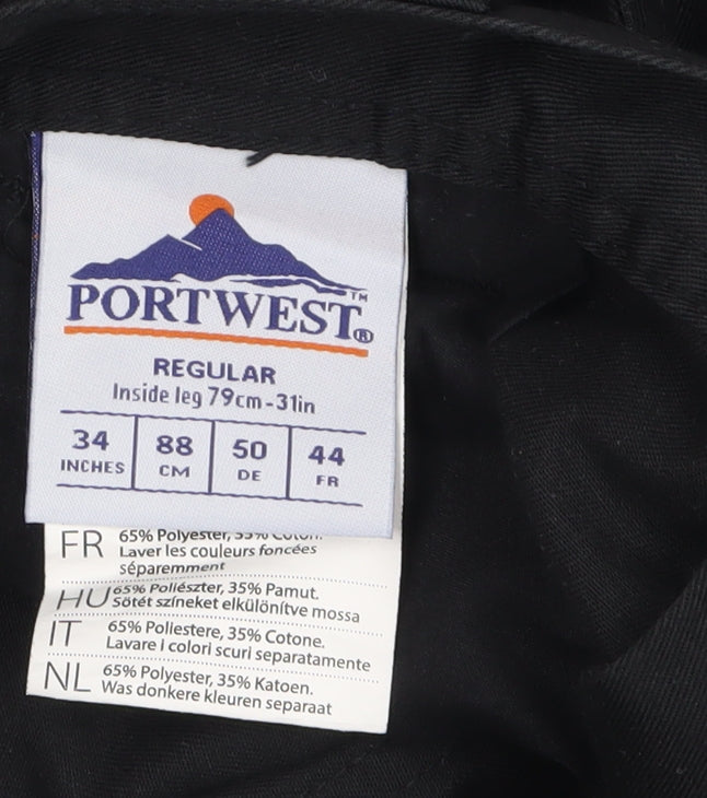 Portwest Men's Black 34W Regular Cargo Trousers Workwear Pants