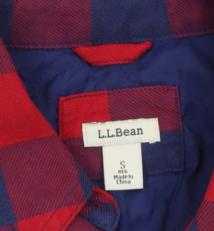Additional view of L.L. Bean Men's Red Blue Check Flannel Button-Up Shirt, size S, Regular