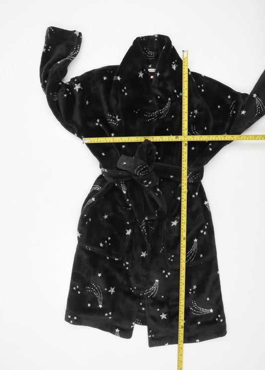 Monsoon Women’s Black Fleece Star Print Belted Winter Robe S