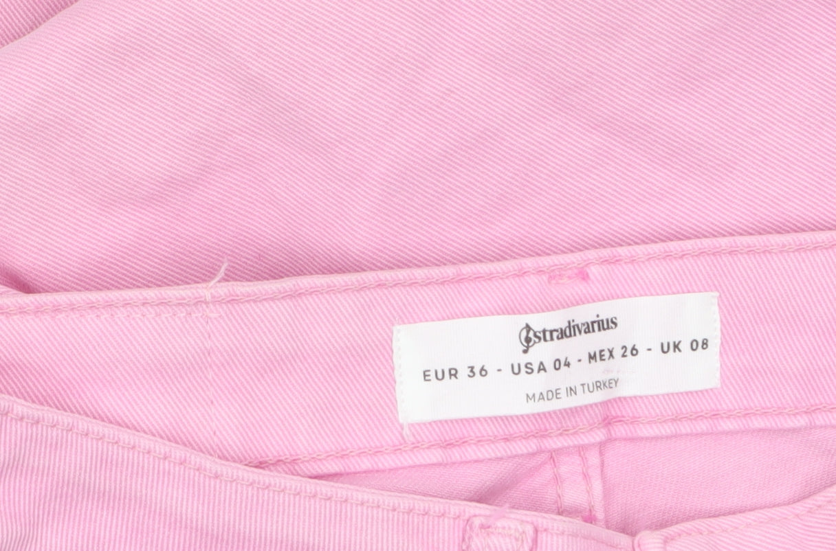 Stradivarius Women Pink Size 8 Regular Fit Straight Denim Jeans