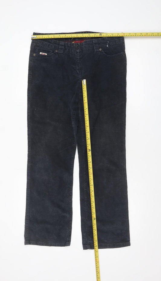 Joules Women Blue Corduroy Chino Trousers Size 12 Regular Fit