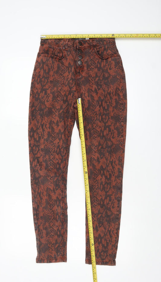 Mint Velvet Womens Brown Animal Print Skinny Trousers Size 8R