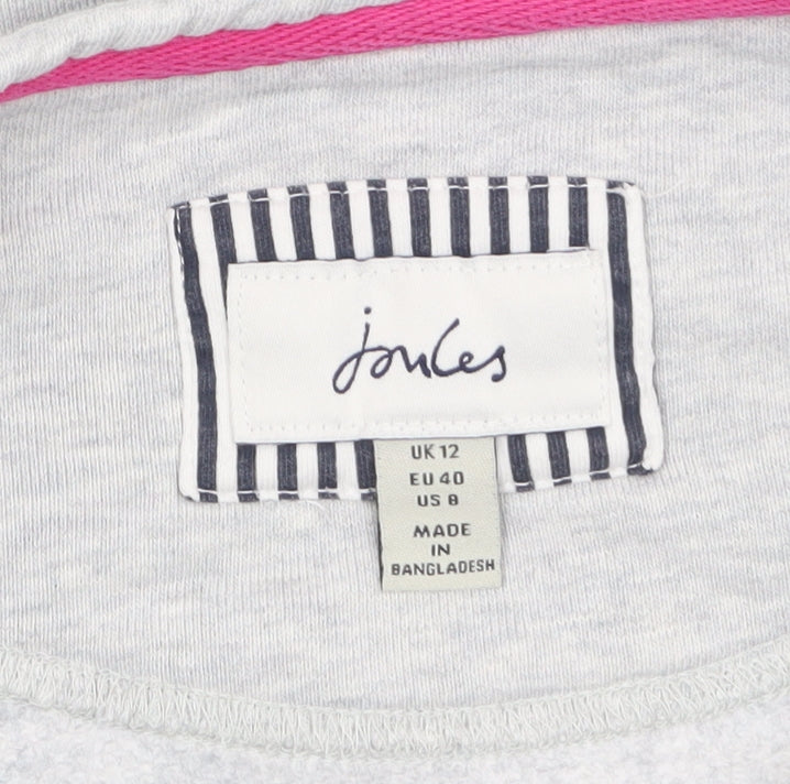 Joules Women Grey Christmas Tree Embroidered Pullover Sweatshirt UK 12