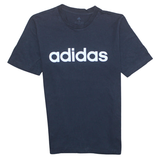 Adidas Men's Blue Small Logo Graphic Cotton T-Shirt