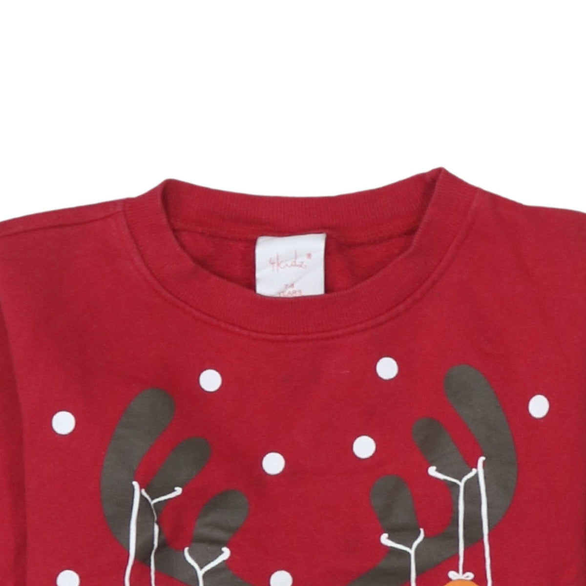 Additional view of 4Kidz girls’ red reindeer christmas pullover sweatshirt 7-8 years