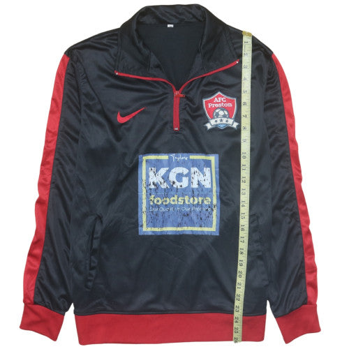 Nike Men's Black Red 1/2 Zip AFC Preston Football Sweatshirt M