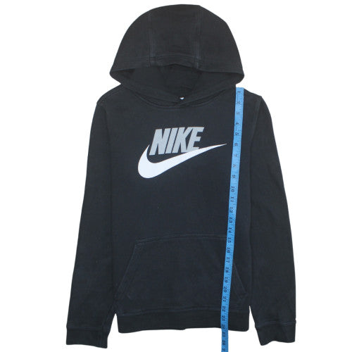 Nike Boys Black XL Pullover Hoodie with Logo Print