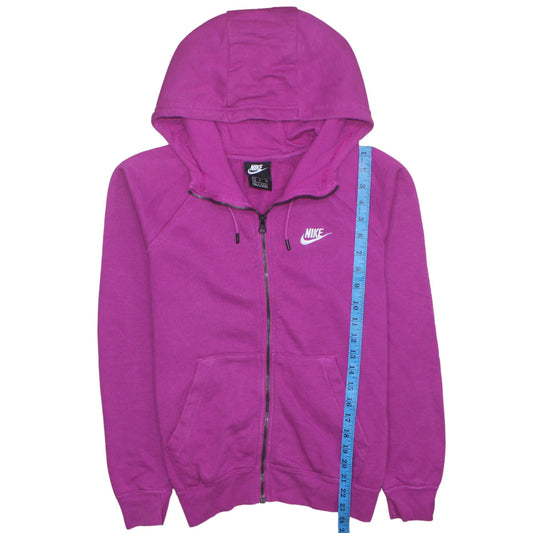 Nike Women’s Pink Full Zip Hoodie Small - Cotton Blend Sportswear