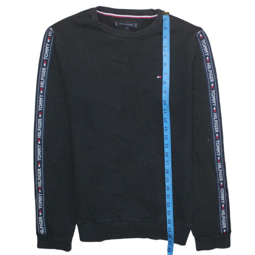 Tommy Hilfiger Men's Black Logo Tape Crew Neck Sweatshirt M