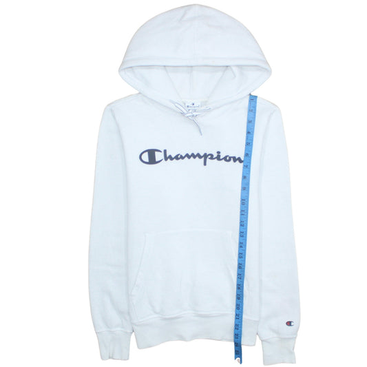 Champion Men's White Pullover Hoodie Medium Fleece Logo Sweatshirt