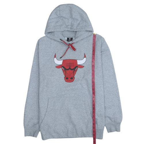NBA Mens Grey Pullover Hoodie Size L Sports Graphic Sweatshirt
