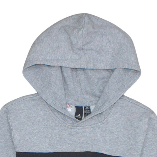 Additional view of Adidas boys’ grey pullover hoodie 13-14 years logo fleece hooded sweatshirt