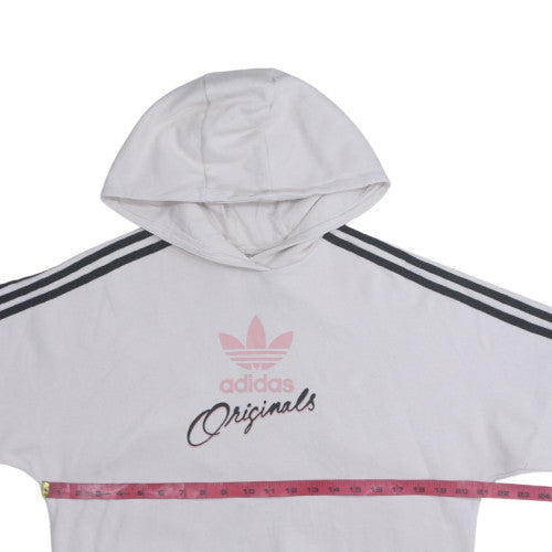 Adidas Originals Womens White Pullover Hoodie 13-14Y Teens Logo Print
