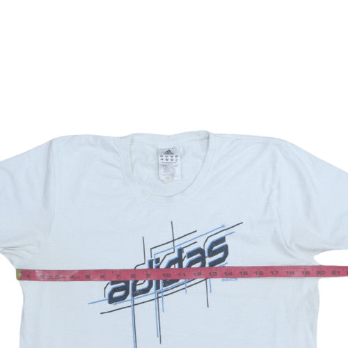 Adidas Men's White Graphic Print T-Shirt Size M Classic Crew Neck