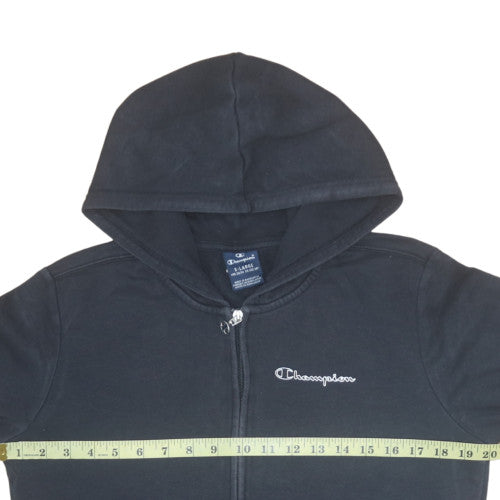 Champion Boys Black Full Zip Hoodie XL 13-14 Years Cotton Blend Logo