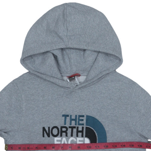 The North Face Boys Grey Pullover Hoodie L Cotton Blend Logo Design
