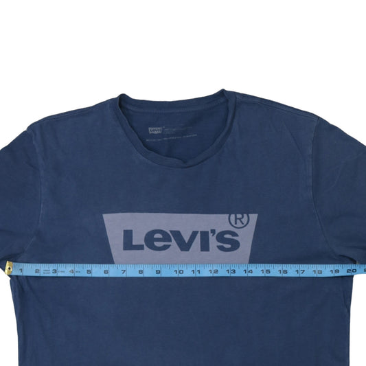 Levi's Men's Blue Graphic Logo Crew Neck Cotton T-Shirt Size M