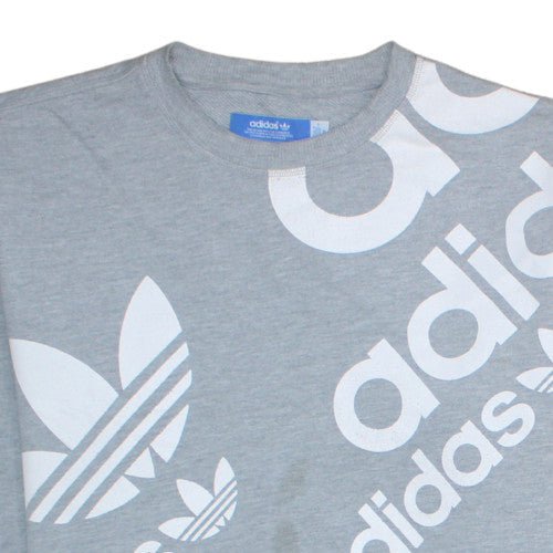 Adidas Men's Grey Logo Pullover Sweatshirt Size M