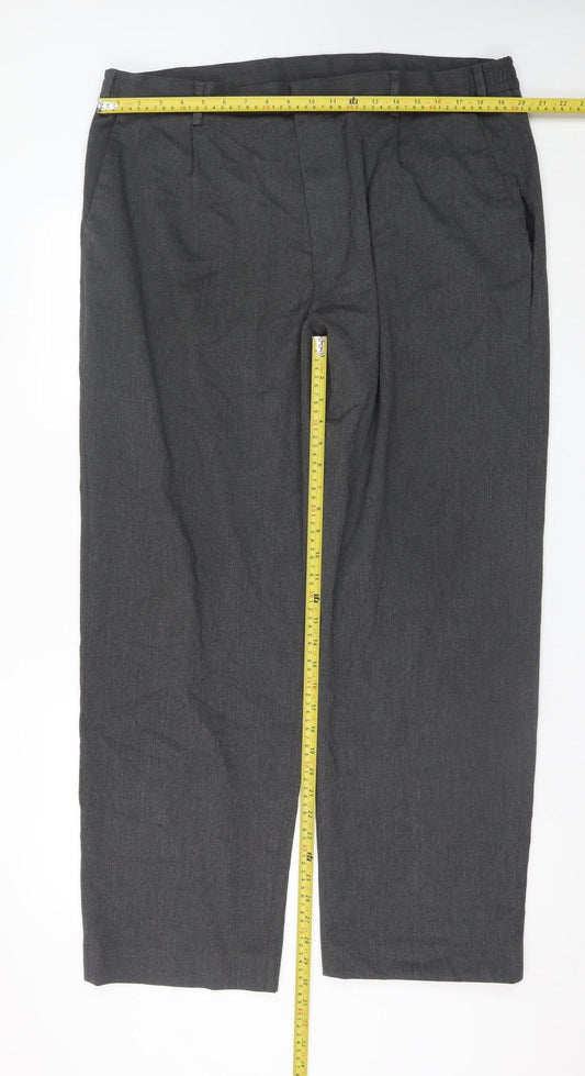 Marks and Spencer Men's Grey Regular Fit Trousers 40W 31L