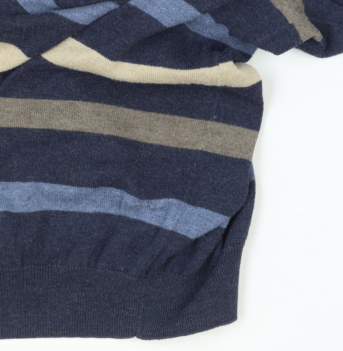 Additional view of Jaeger Men's Blue Striped Cotton Crew Neck Jumper XL