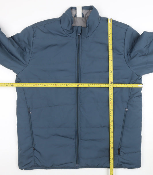 Decathlon Men's Blue XL Puffer Jacket Lightweight Full Zip Hiking Coat