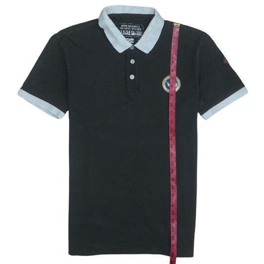 Napapijri Men Black Regular Fit Cotton Polo Shirt M