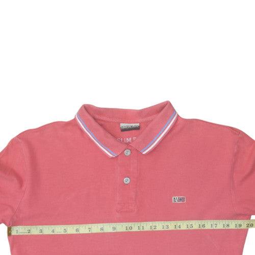 Napapijri Mens Pink Short Sleeve Slim Fit Polo Shirt Size L