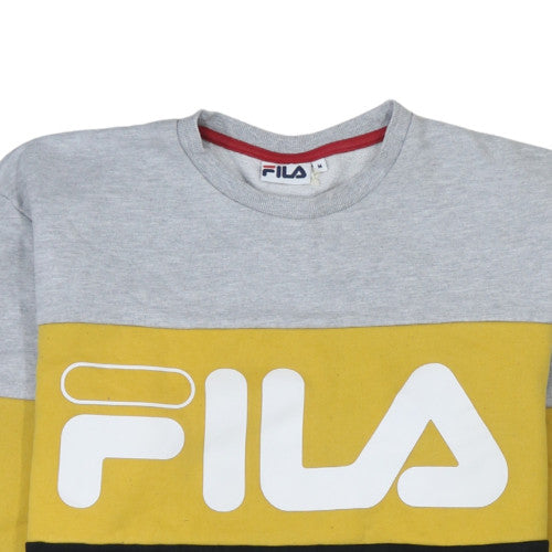 Additional view of Fila Men's Grey Yellow Black Logo Crew Neck Sweatshirt M