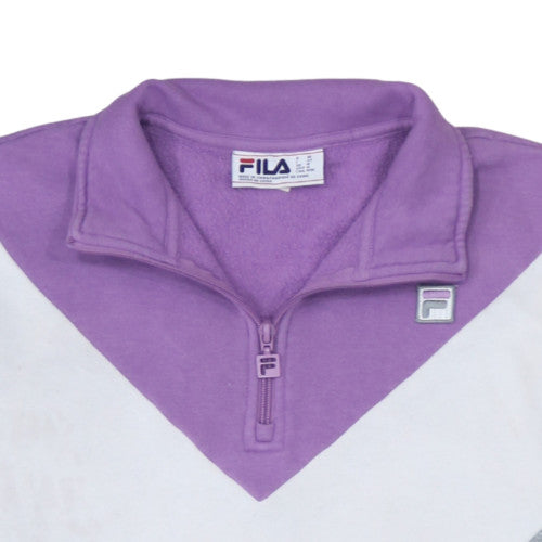 Additional view of Fila women’s grey purple 1/4 zip colourblock sweatshirt, size M