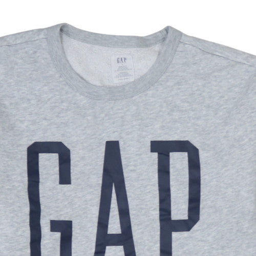 GAP Men's Grey Logo Crew Neck Sweatshirt L Classic Fit