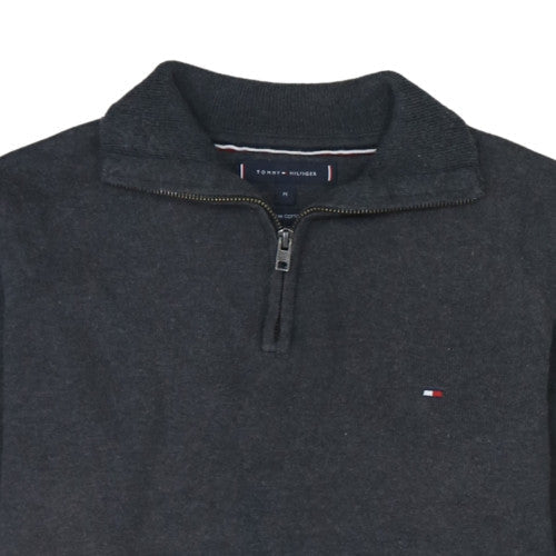 Tommy Hilfiger Men's Grey Cotton 1/4 Zip Jumper M