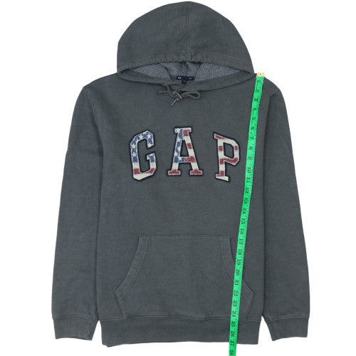 GAP Men's Grey Logo Pullover Hoodie Size M Fleece USA Graphic
