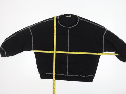 New Noce Women's Black Crew Neck Pullover Sweatshirt Size L