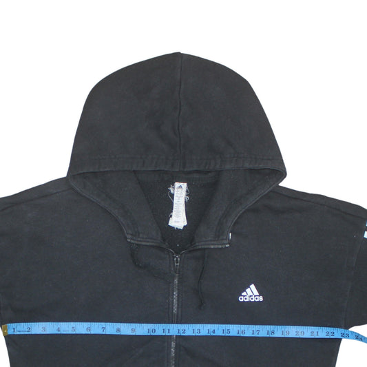 Adidas Women's Black Full Zip Hoodie Size 16-18 Lined Hooded Sweatshirt