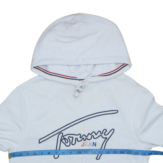 Tommy Jeans Womens White XS Pullover Hoodie Cotton Blend Logo Design