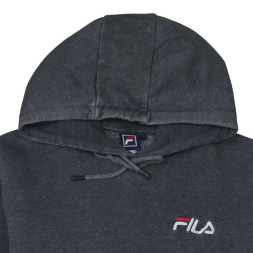 Fila Mens Black Pullover Hoodie Sweatshirt Size S Cotton Blend