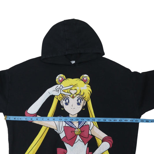 Sailor Moon Women's Black Pullover Hoodie Size 10 Graphic Print