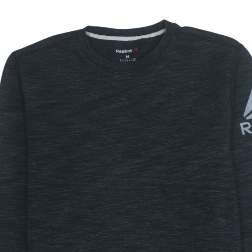 Reebok Mens Black M Pullover Crew Neck Logo Sweatshirt