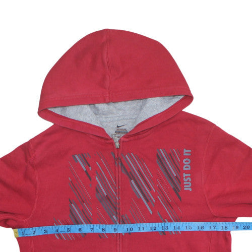 Nike Teens Red Full Zip Hoodie L Graphic Sports Fleece