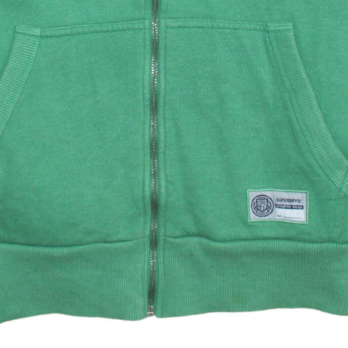 Superdry Men Green Full Zip Hoodie M Regular Fleece Sportswear