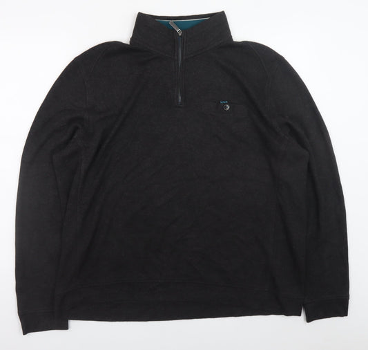 Ted Baker Mens Black 7XL 1/2 Zip Wool Blend Jumper