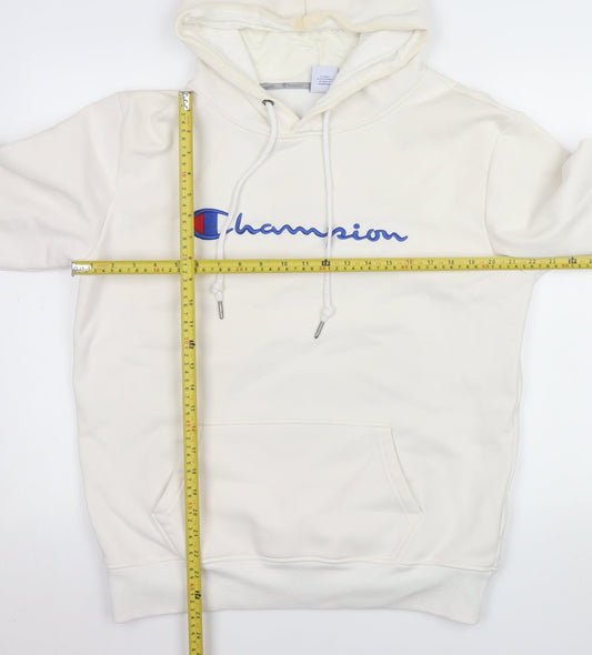 Champion Men White 2XL Pullover Hoodie Fleece Logo Sweatshirt